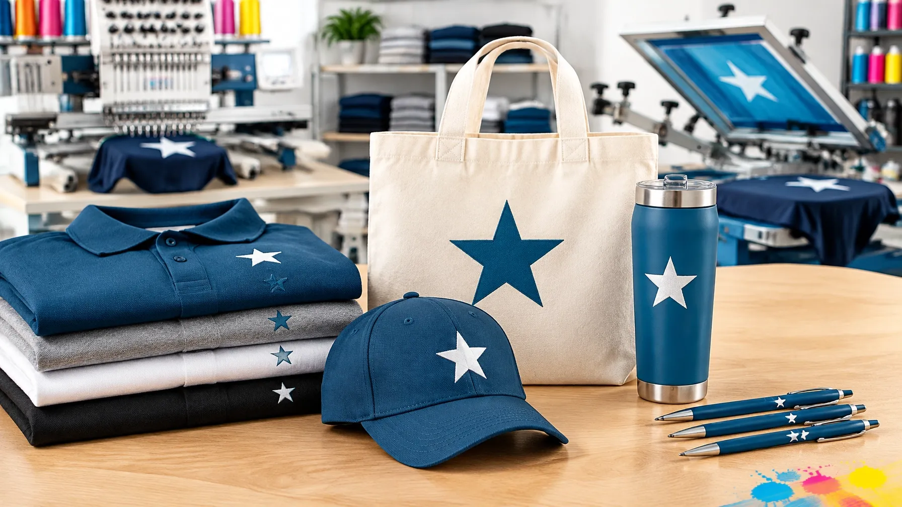 Branded apparel and equipment for screen printing and embroidery